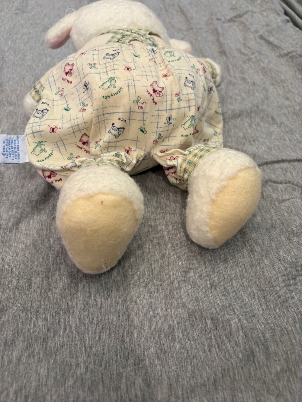 Vintage Eden Way Back When Lamb 14" Plushie w/ Illustrated Tee & Overalls EUC - Picture 8 of 10